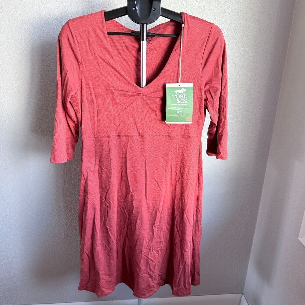 NWT Toad & Co Rosalinda Organic Cotton Dress in Ketchup Jersey Stretch Size M - Picture 2 of 6